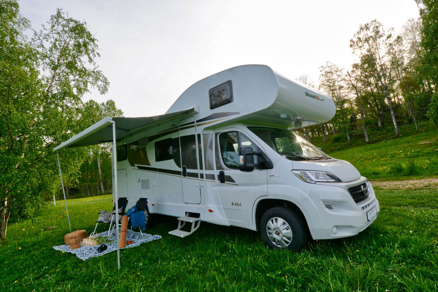 SkandiTrip family luxury motorhome doublebed in the back of the vehicle