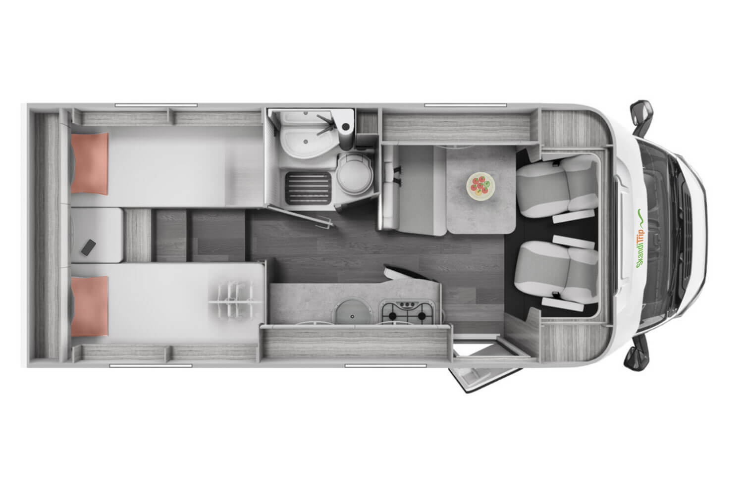 SkandiTrip petit camping car comfortable living room section