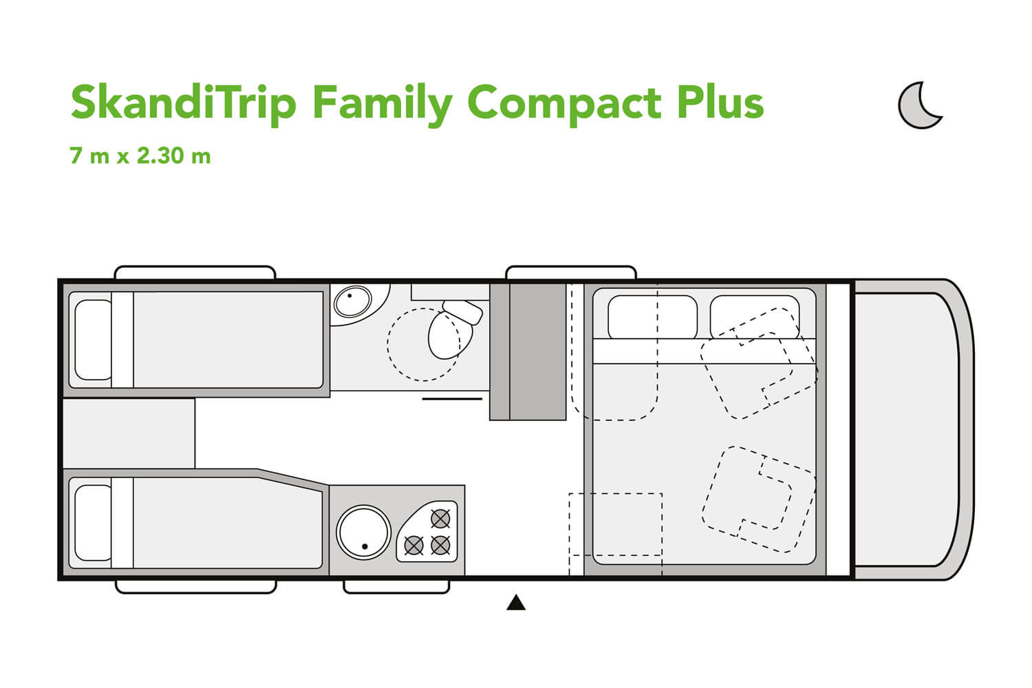 SkandiTrip small motorhome nighttime blueprint